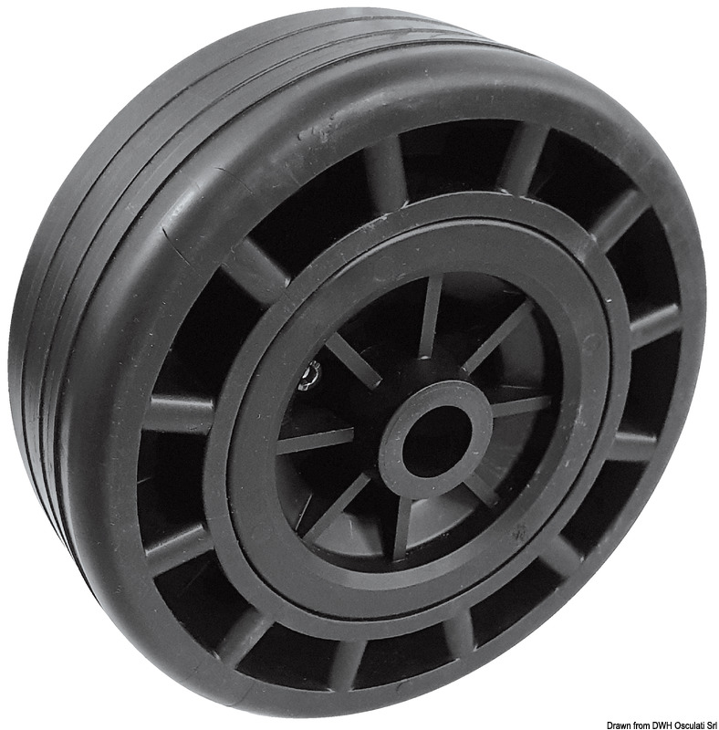 Wheel w/technopolymer core rubber coating Ø195mm