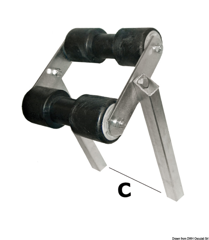 Central swinging roller pipe section 30 x 30 mm