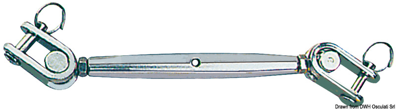 Turnbuckle w. 2 articulated jaws AISI 316 12 mm