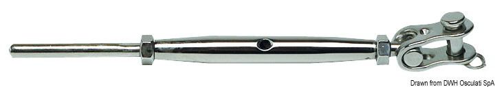 Turnbuckle w. articulated jaw AISI 316 6 mm