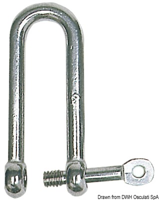 Long shackle with captive pin AISI 316 12 mm