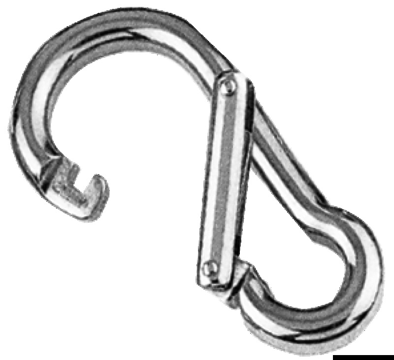 Carabiner hook asymmetric opening AISI 316 100 mm