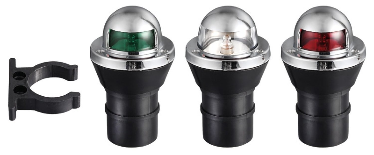 Navigation light - white - LR20 1.5v - Made of chrome ABS + black ABS - 360°