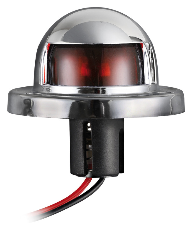 Red 112.5° navigation light made of chromed ABS