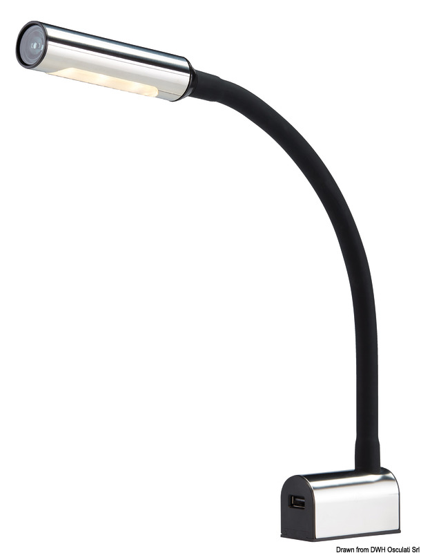 Articulated reading LED spotlight SS + black silicone