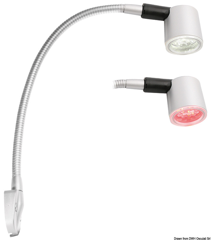 Flexible arm 6-LED light for bedside silver titan