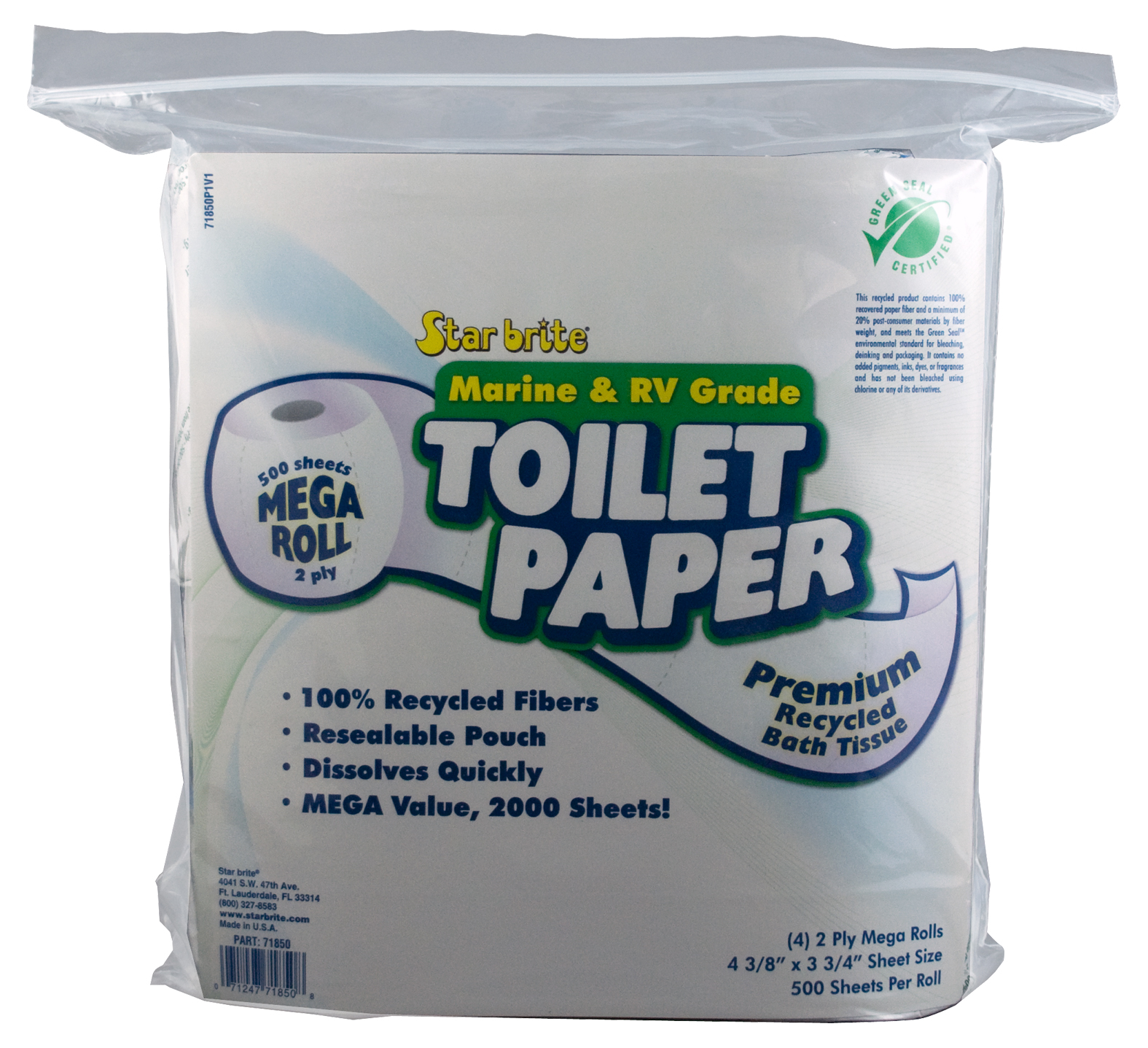 Star brite Toilet Tissue Marine/Rv 2ply (500/S) 4pk