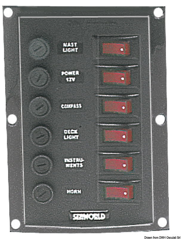 Vertical control panel w. 6 switches