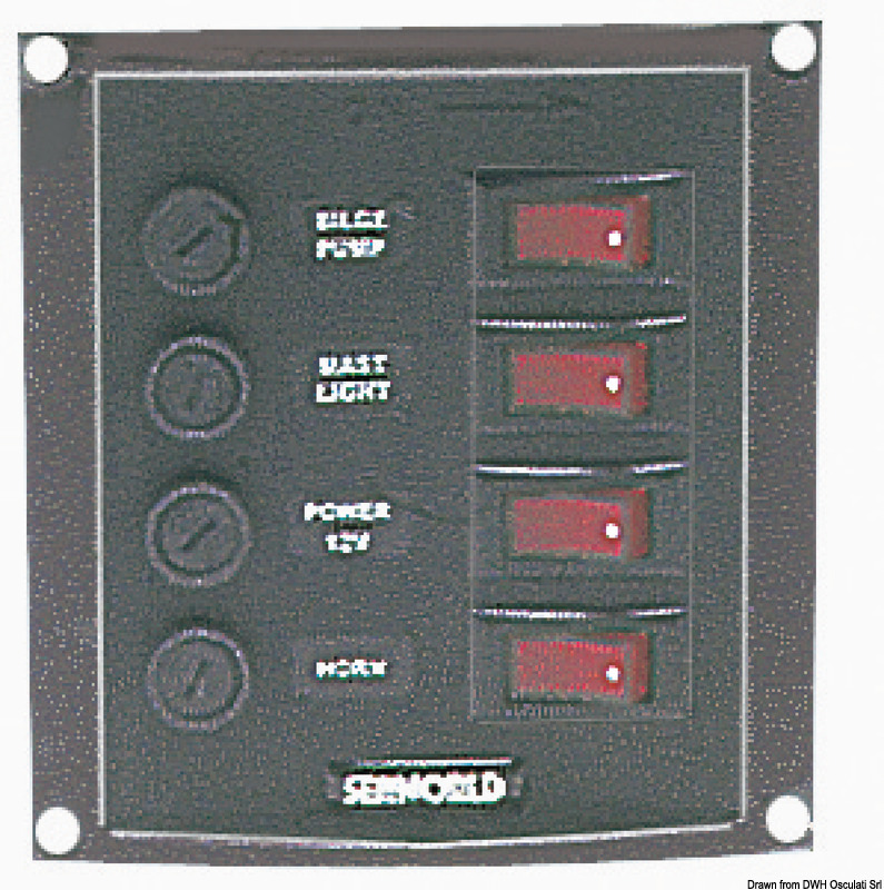 Vertical control panel w. 4 switches