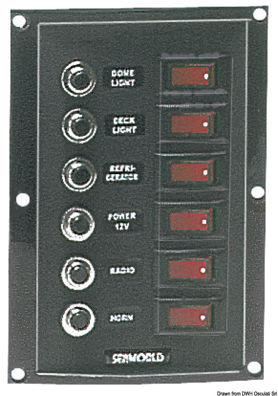 Vertical control panel 6 switches 6 fuses