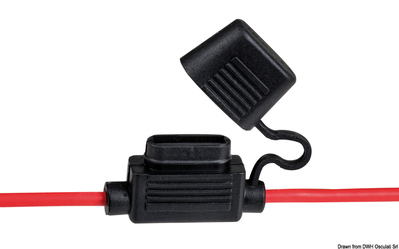 Watertight blade fuse holder fitted with 2 cables