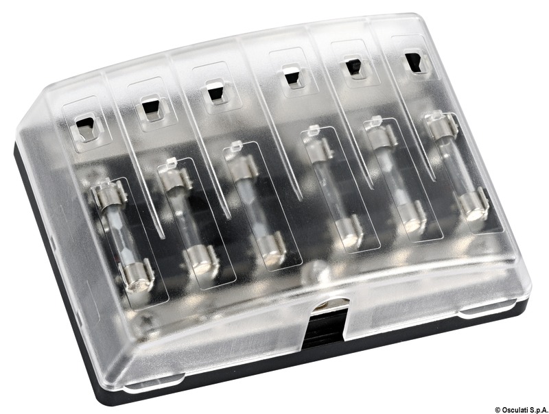 Glass fuse holder box for 6 fuses