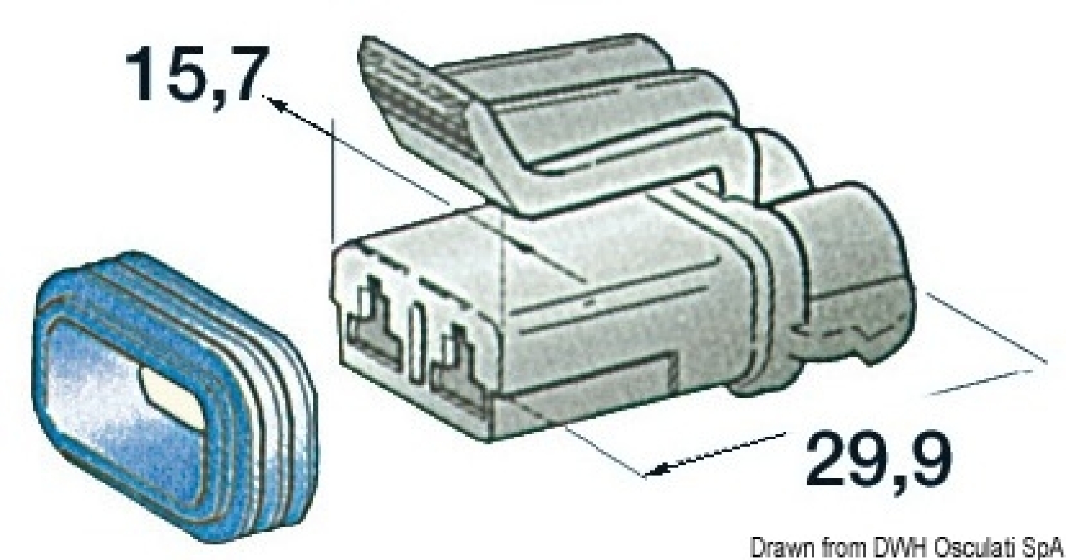 Plastic watertight connector female 2 poles 1 pcs.