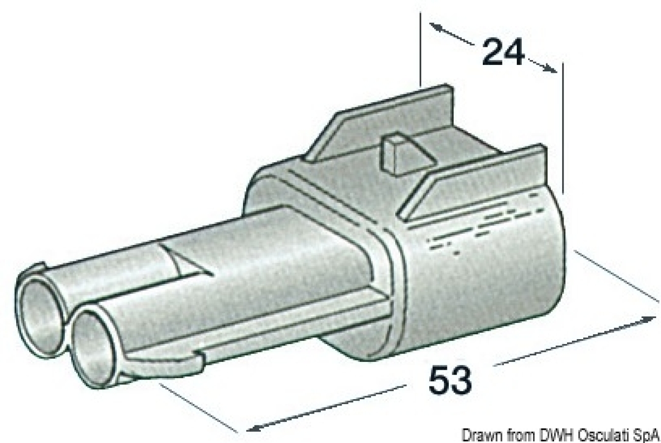 Plastic watertight connector male 2 poles 1 pcs.