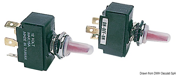 Toggle switch, lighted ON/OFF/ON