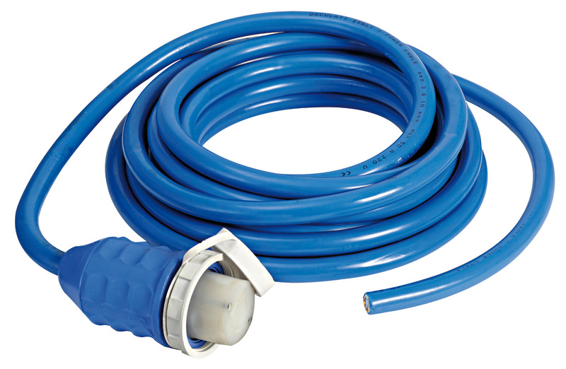 Pre-mounted cap + cable blue 10 m 50 A