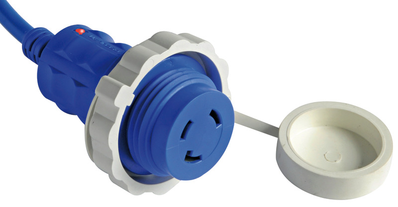Pre-mounted cap + cable blue 15 m 16 A