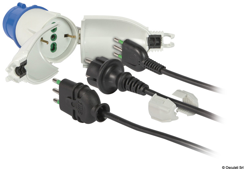 Watertight quayside converter for Schuko sockets