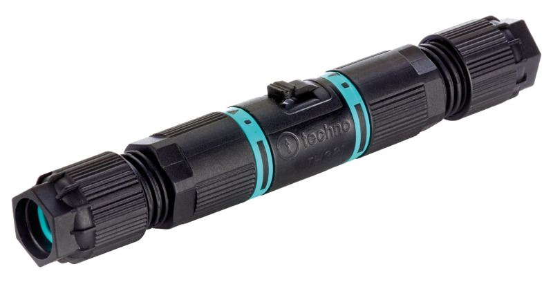 Flying miniaturised plug/socket 2-pole