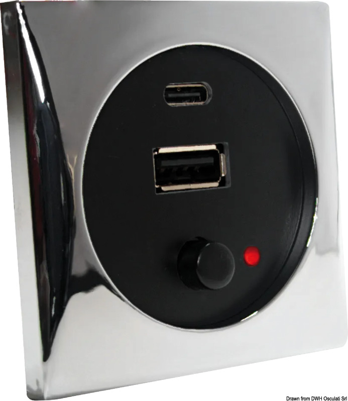USB port 5 V chromed
