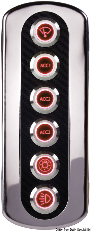 Backlit carbon fiber panel. Red LED