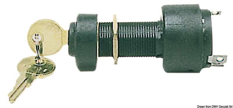 Watertight ignition key 3 positions black nylon