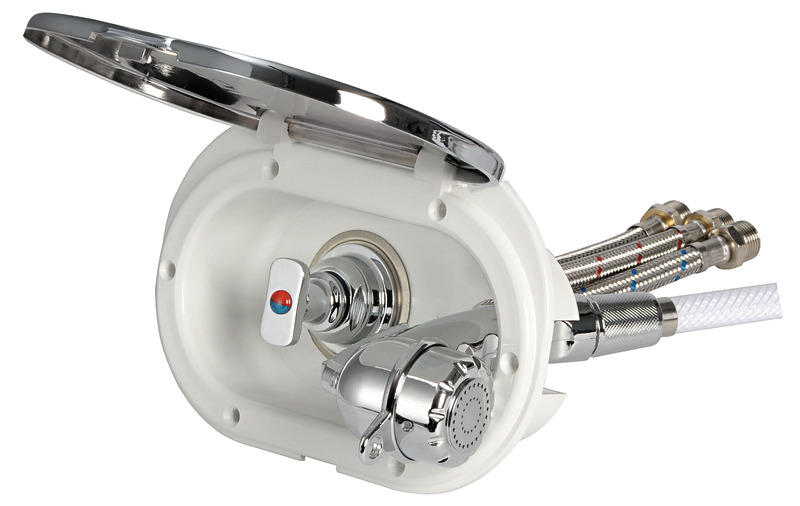 Oval shower box chromed PVC hose 4 m Shower rear outlet