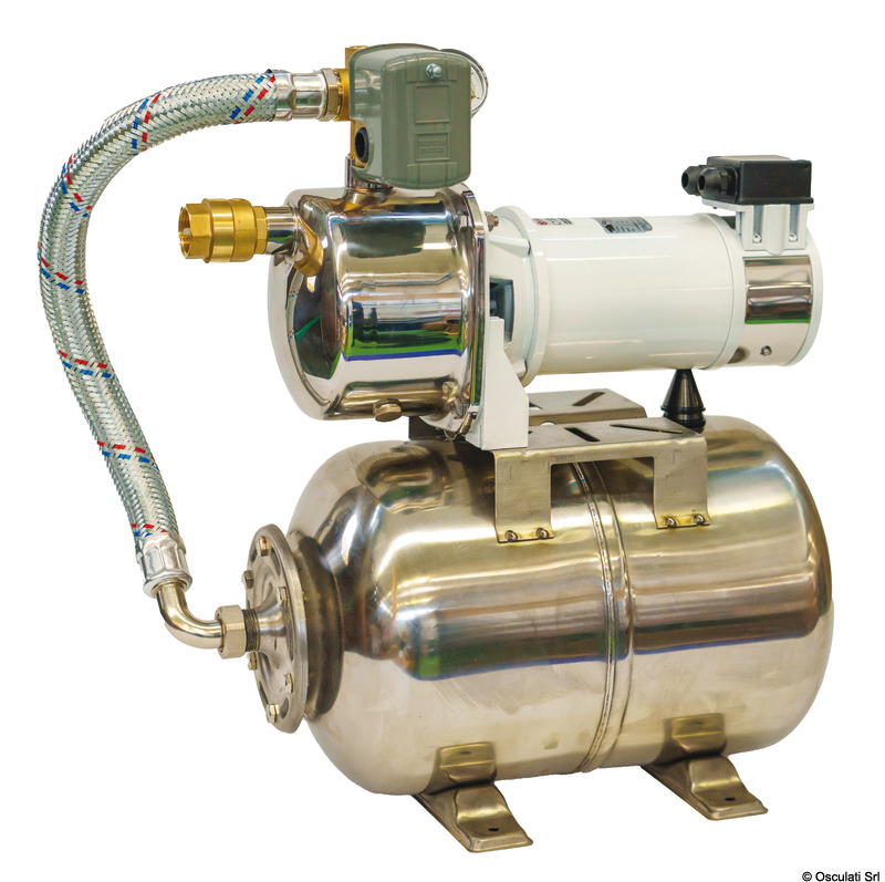 CEM fresh water pump w. 20l-SS tank 24 V 50 l/min