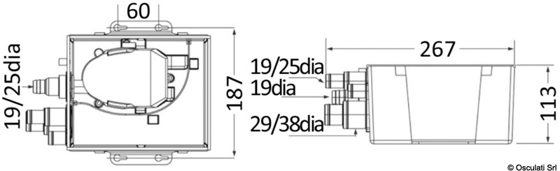 Shower sump pump system 24 l/min 12V