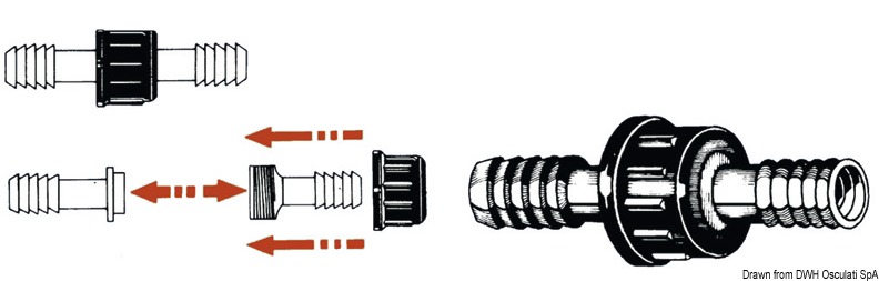 Nylon cylindrical hose fitting 35 mm