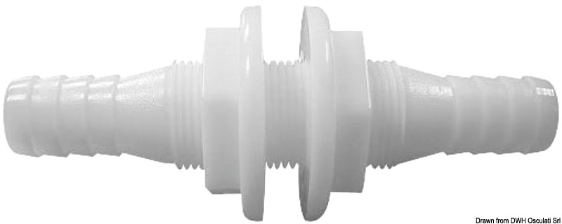 White nylon thru-hull fitting 19/20 mm