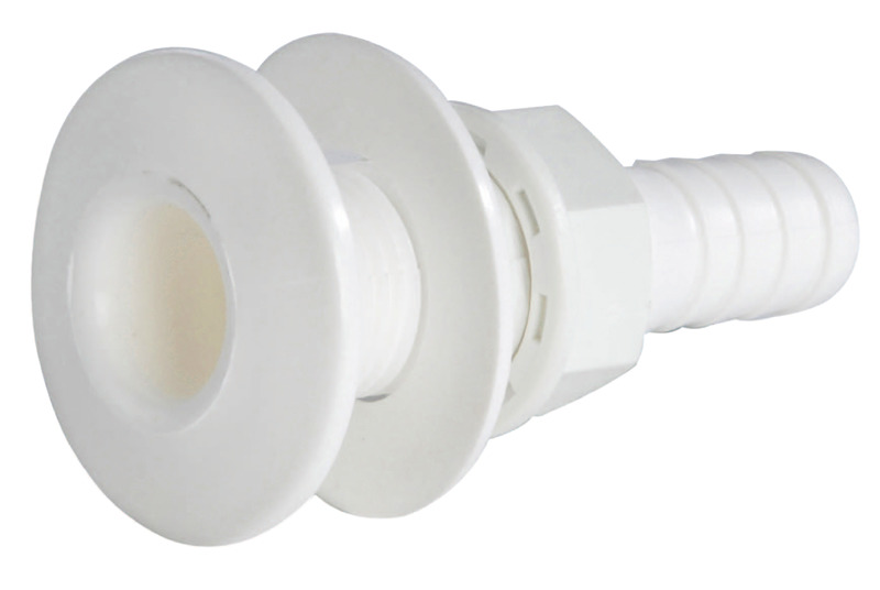 Seacock white plastic w/hose adaptor 1"1/2