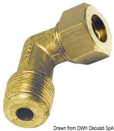 Brass comprssion joint 90° male 10 mm x 1/4"