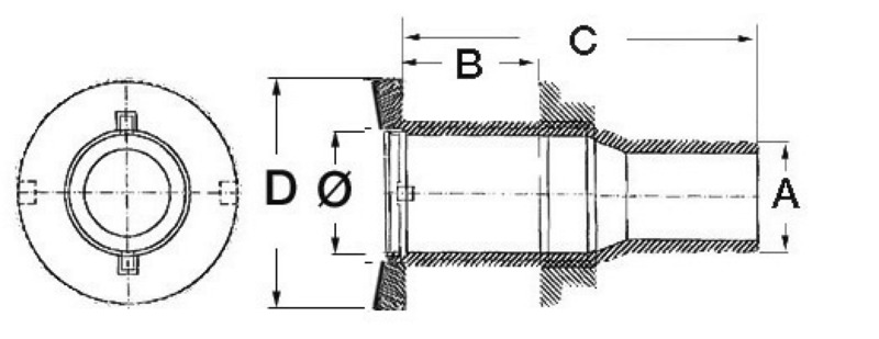 Flush skin fitting AISI 316 1" x 31 mm