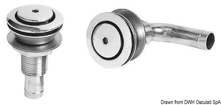 Straight fuel vent mirror polished AISI 316 45 mm