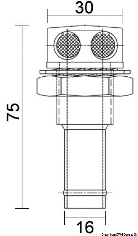 Straight fuel vent mirror polished SS 16 mm