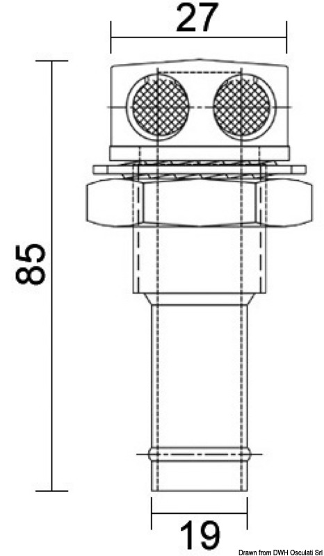Straight fuel vent mirror polished SS 19 mm