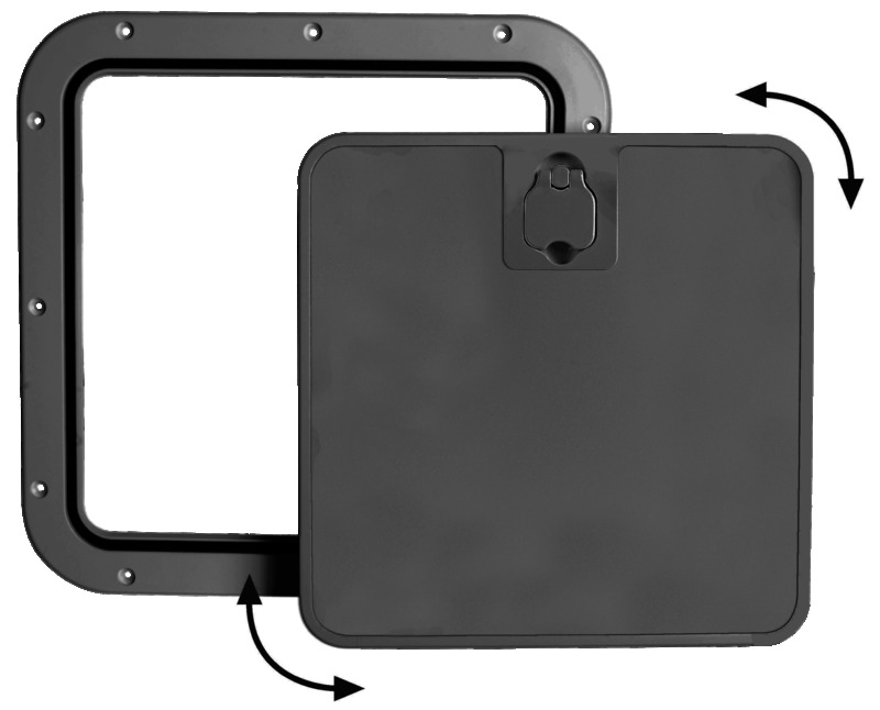 Inspection hatch with removable black front lid