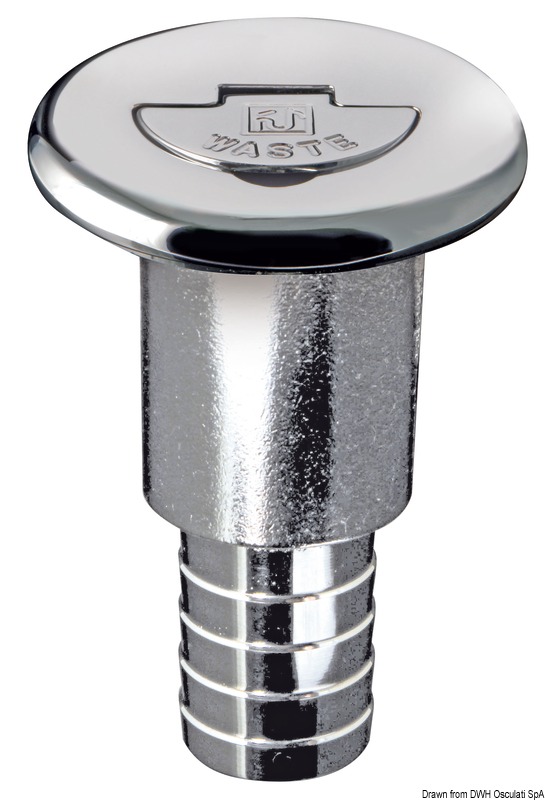 Chromed brass filler cap long neck WASTE  38 mm