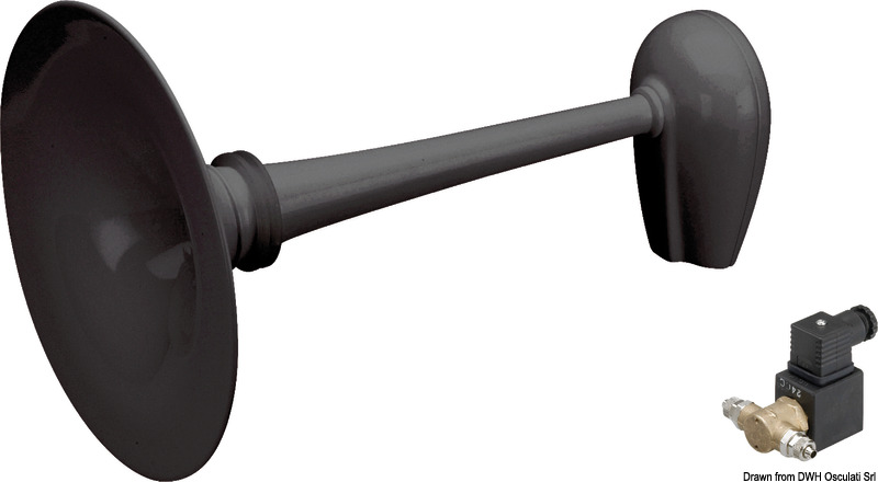 Brass horn black 24V RINA approved boats 20/75 m