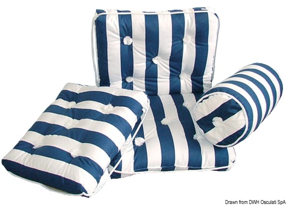 Simple cotton cushion blue/white stripes 430x350mm