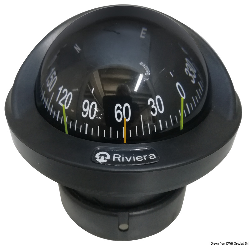RIVIERA Artica Slim 2"3/4 black recess-fit compass, black rose