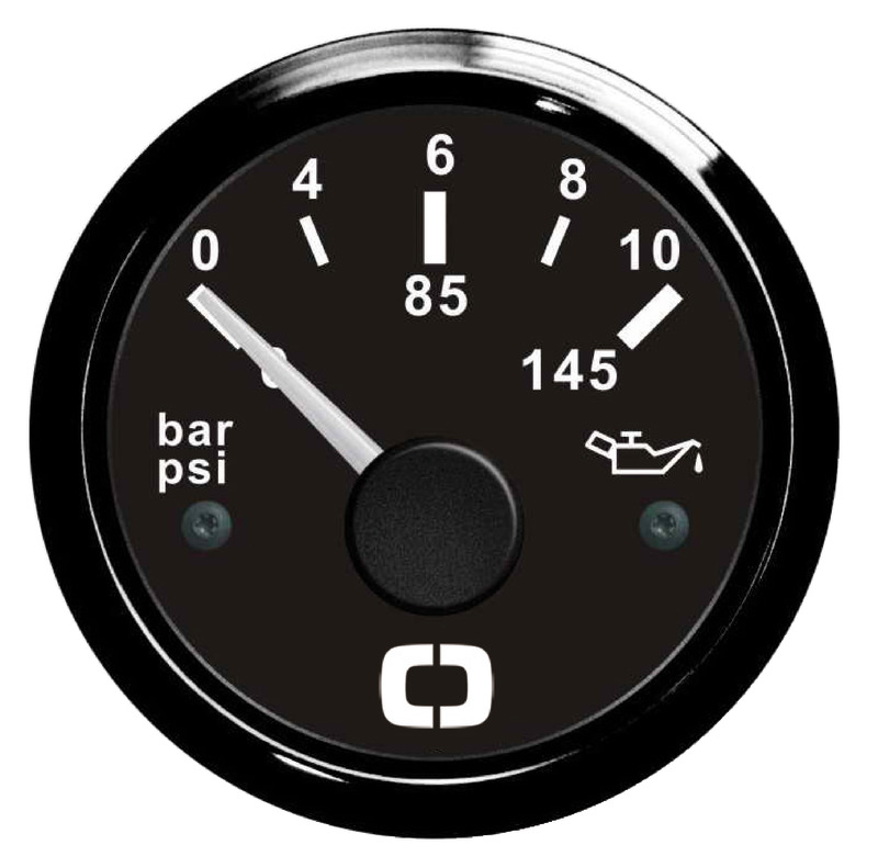 Oil pressure indicator 0/10 bar black/black