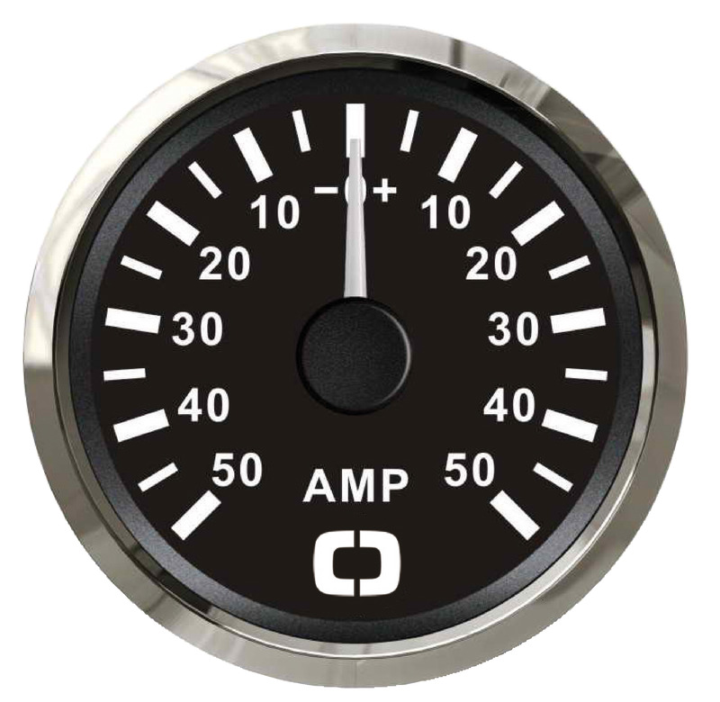 Ammeter w/shunt 50 A black/glossy
