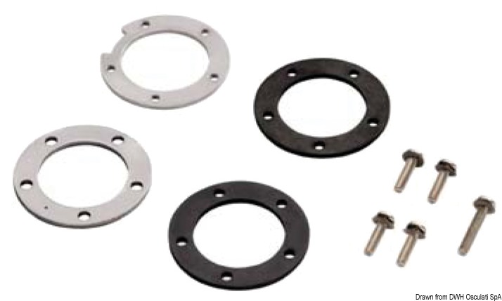 Kit metal ring nuts and fastening seals