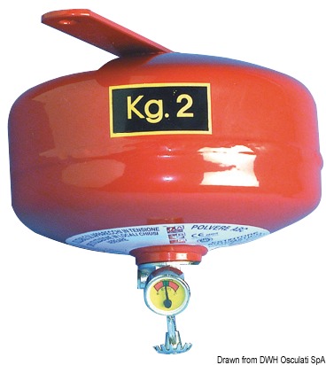 Spray powder extinguisher barrel-shaped 2 kg