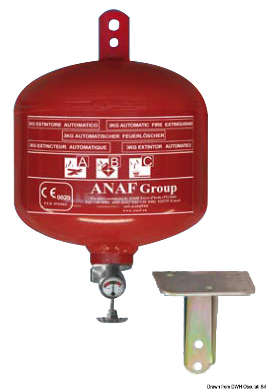 Spray powder extinguisher barrel-shaped 3 kg