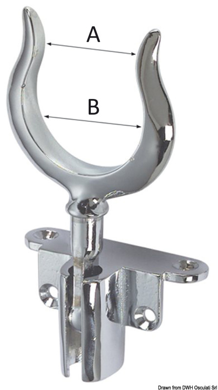 Foldable chromed brass rowlock 12x50 mm