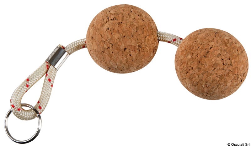 Cork floating keyring double ball
