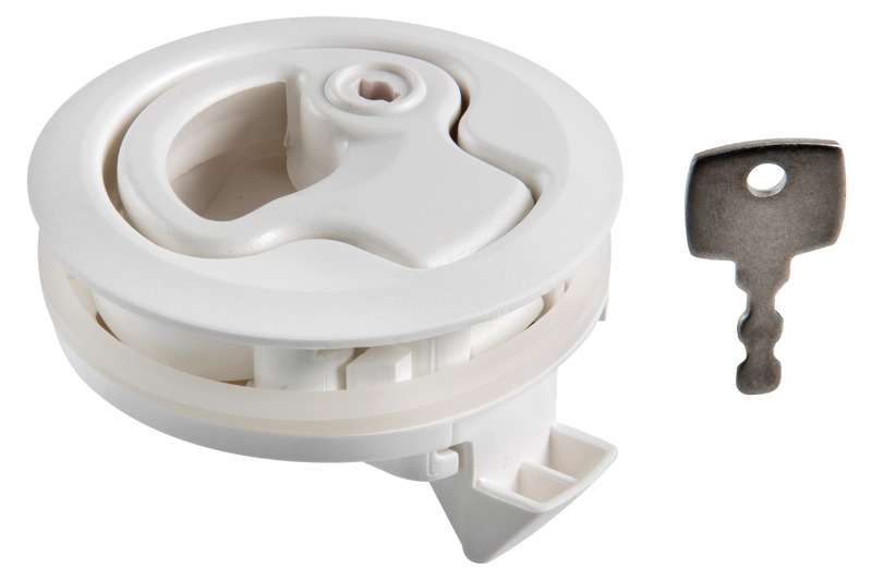 Flush pull latch white nylon with lock